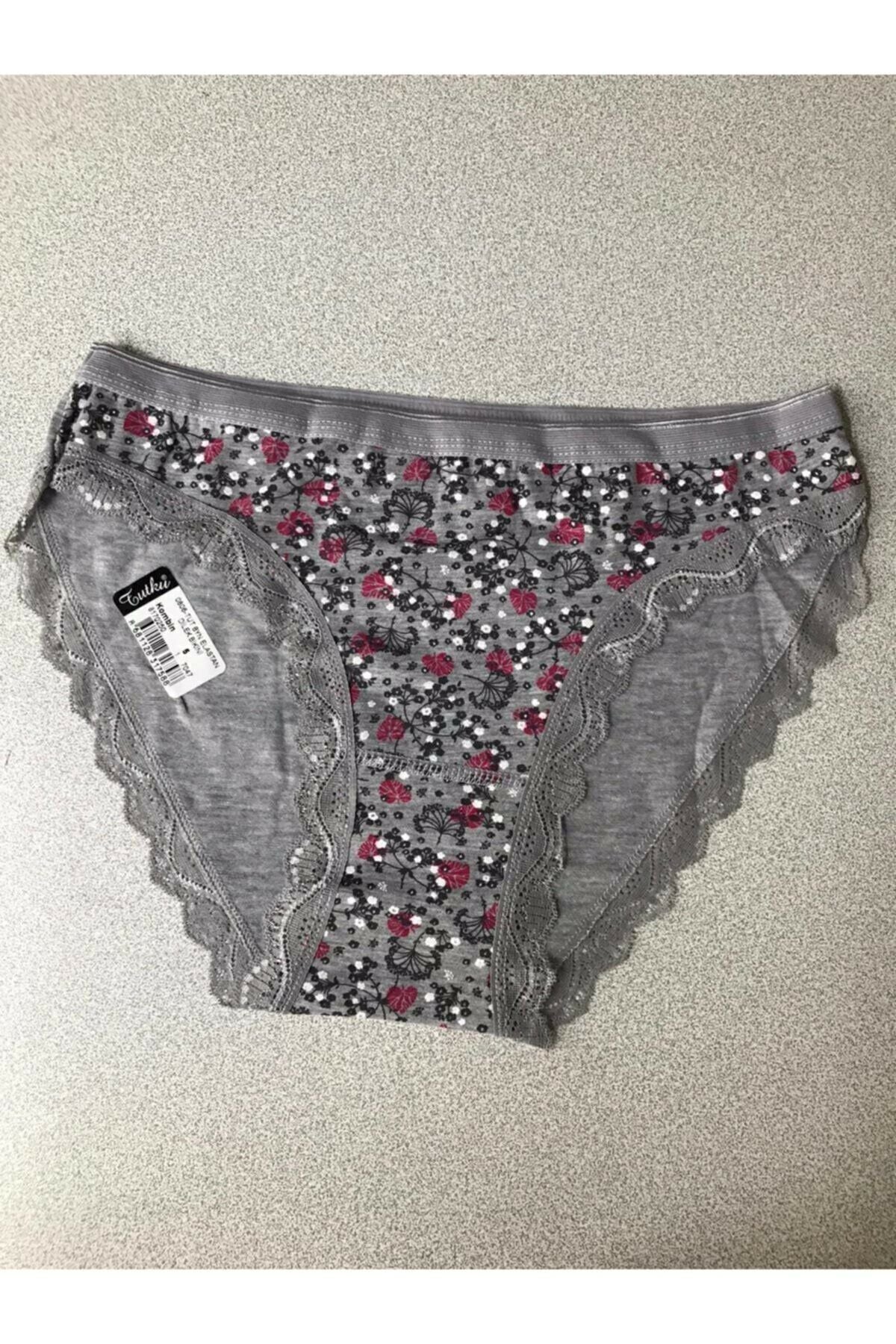 Tutku 12'li Paket Kadın Desenli Dantelli Bikini Külot Asorti Kilot