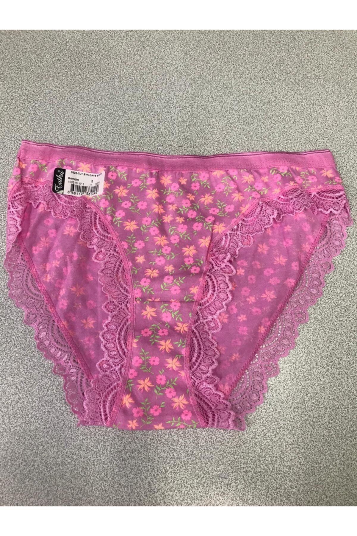 Tutku 12'li Paket Kadın Desenli Paça Dantelli Bikini Külot Asorti Kilot