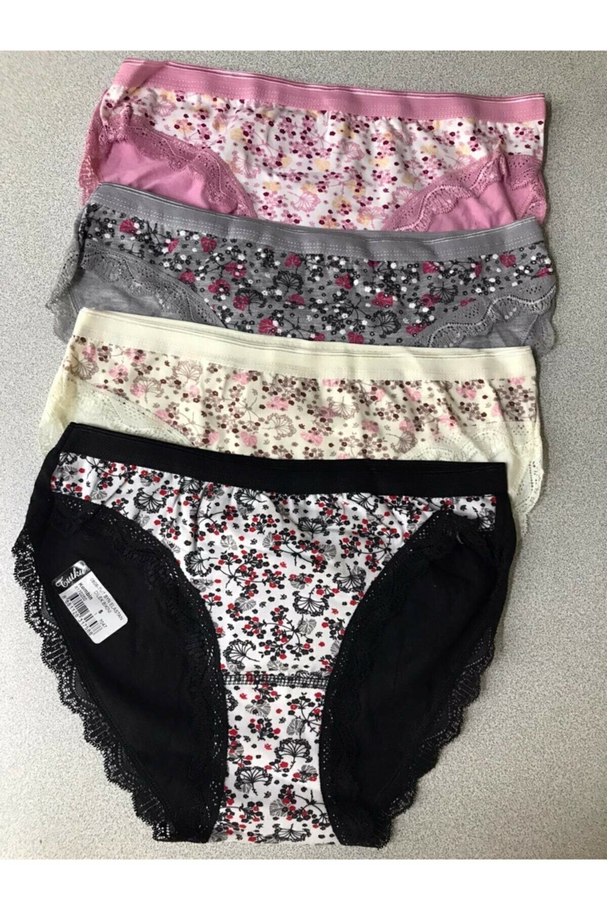 Tutku 12'li Paket Kadın Desenli Dantelli Bikini Külot Asorti Kilot