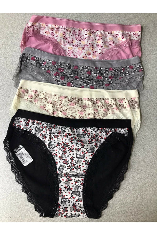 Tutku 12'li Paket Kadın Desenli Dantelli Bikini Külot Asorti Kilot