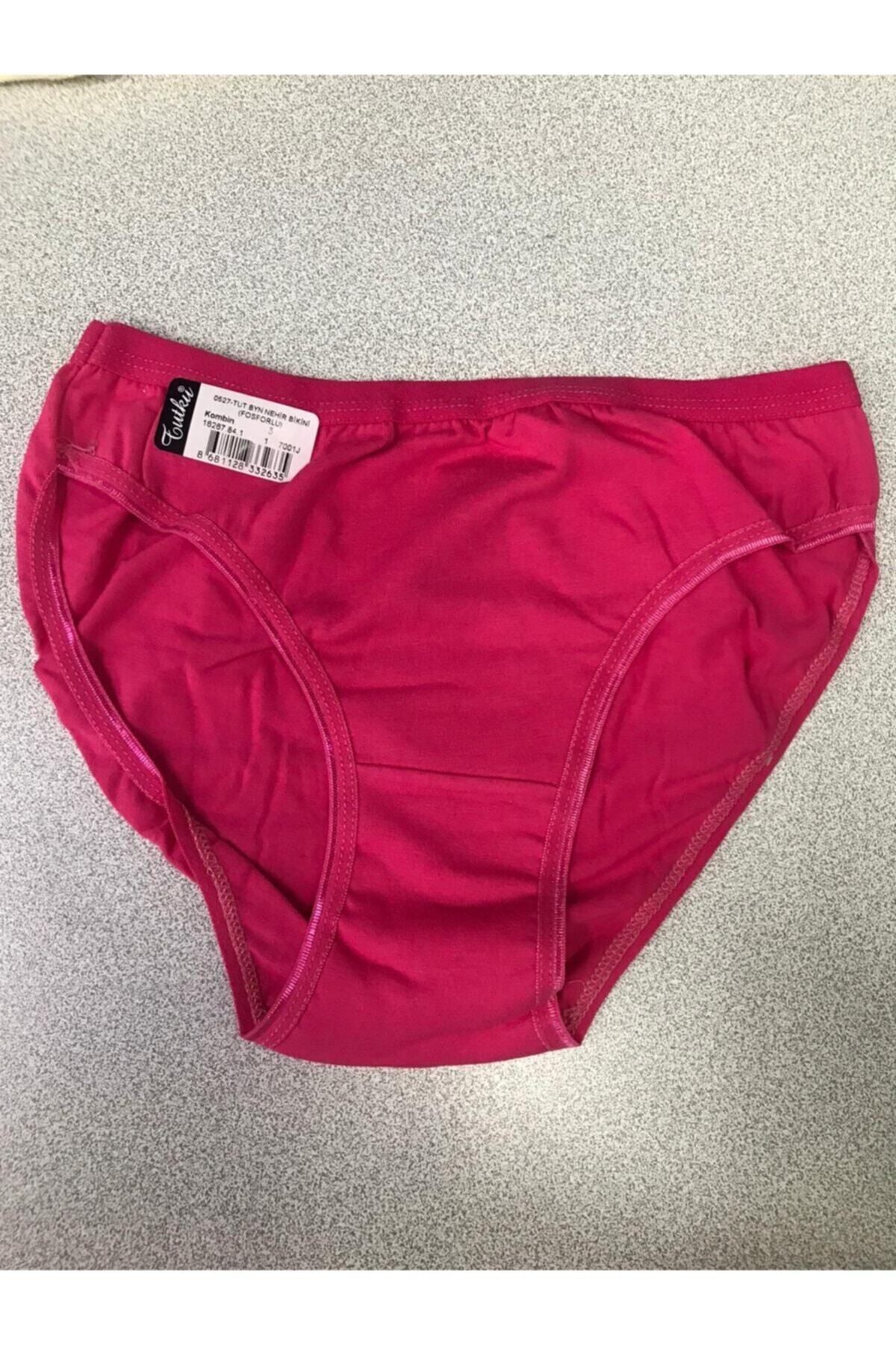Tutku 12'li Paket Bayan Kadın Düz Fosforlu Bikini Külot Asorti Kilot