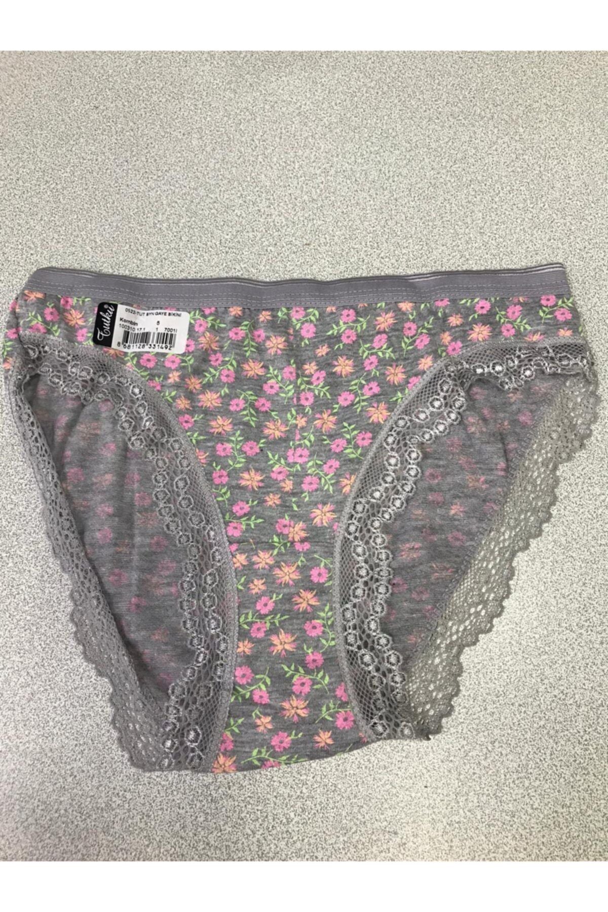 Tutku 12'li Paket Kadın Desenli Paça Dantelli Bikini Külot Asorti Kilot