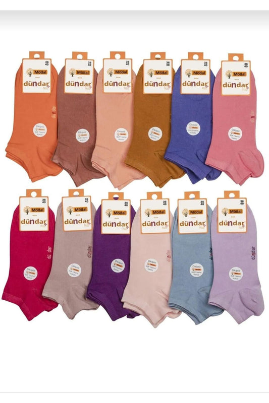 Dündar 4506 Modal Plus Patik Pastel Karışık Renkli Çorap 6 Adet
