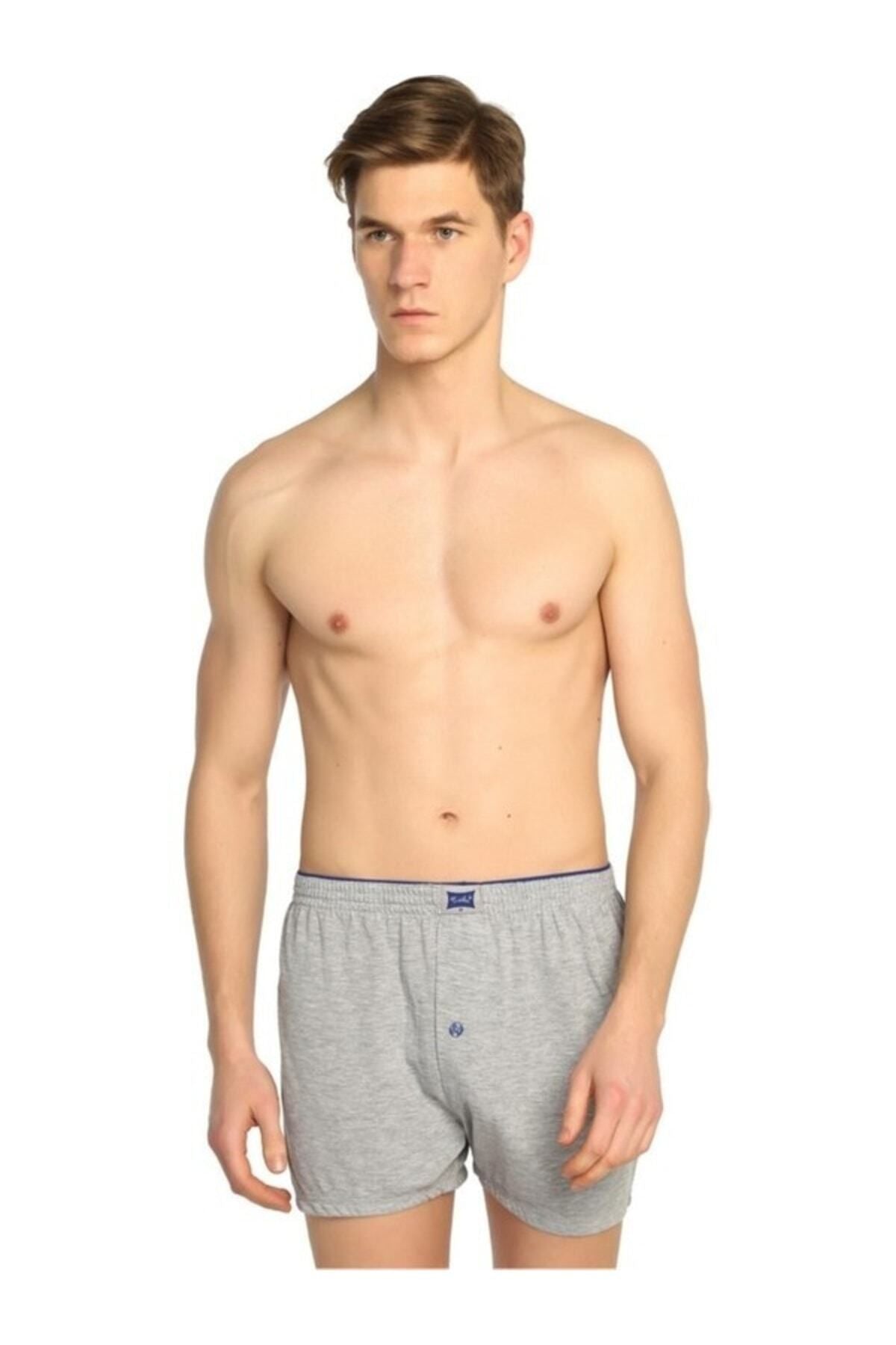 Tutku Erkek  Siyah Penye Düğmeli Boxer  Renk 5'li Paket