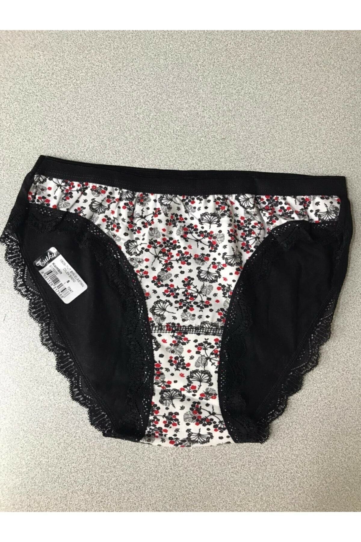 Tutku 12'li Paket Kadın Desenli Dantelli Bikini Külot Asorti Kilot