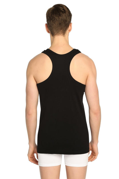 Seher Erkek Siyah Askılı 6'lı Paket Ribana Spor Atlet 0058