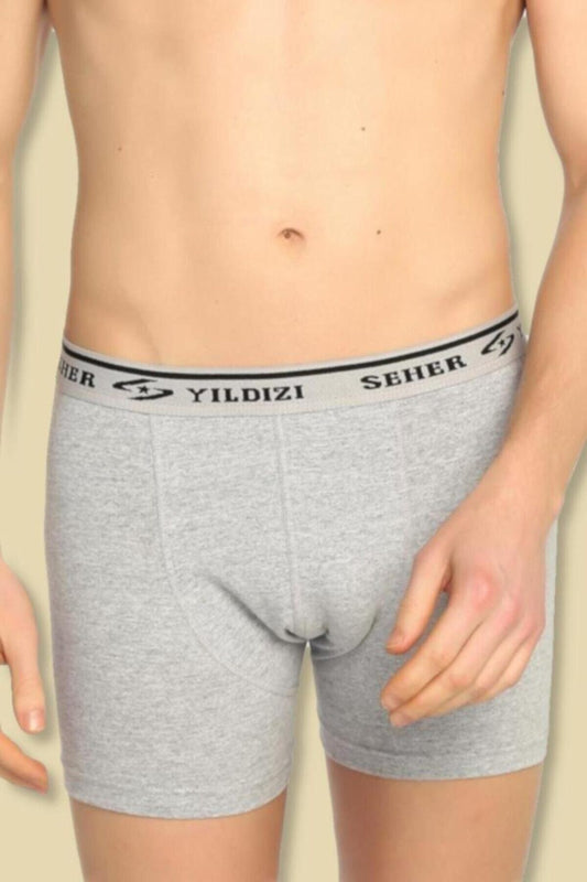 Seher Yıldızı Elastan Erkek 8'li Paket Likralı Gri Boxer 0060